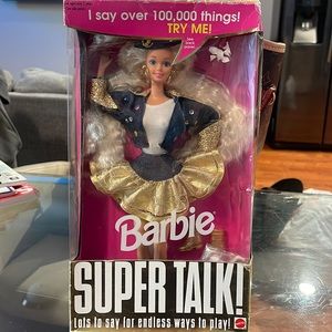 Barbie Super Talk says over 100,000 doll new in box collectors doll